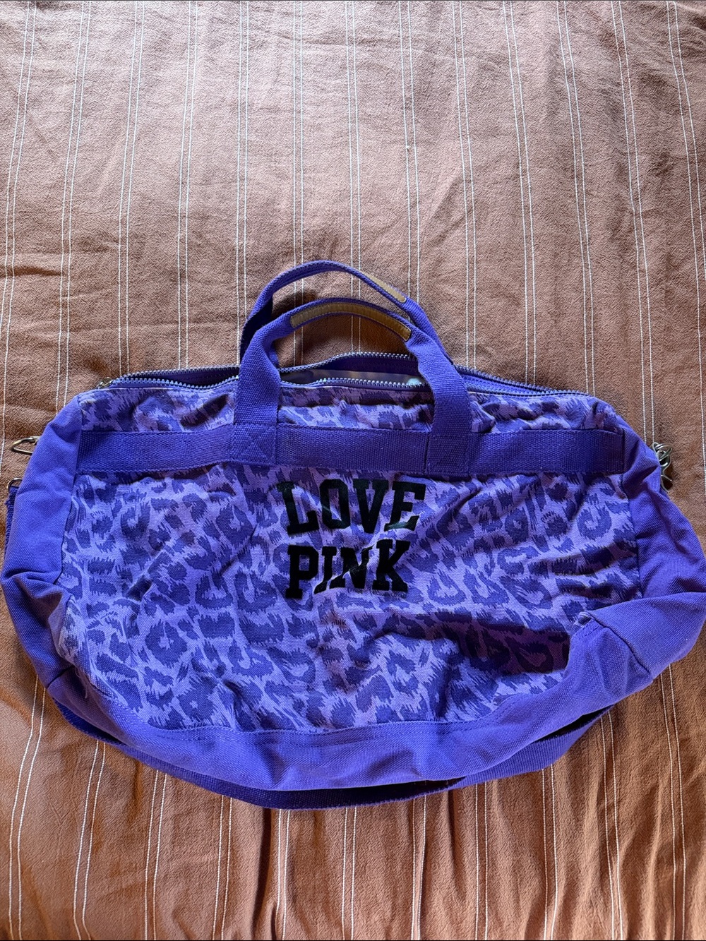 PINK Victoria's Secret Purple Leopard Print Travel Bag - LOVE PINK